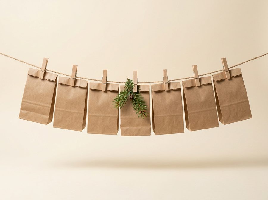Guirlande de sachets kraft pour calendrier de l’avent